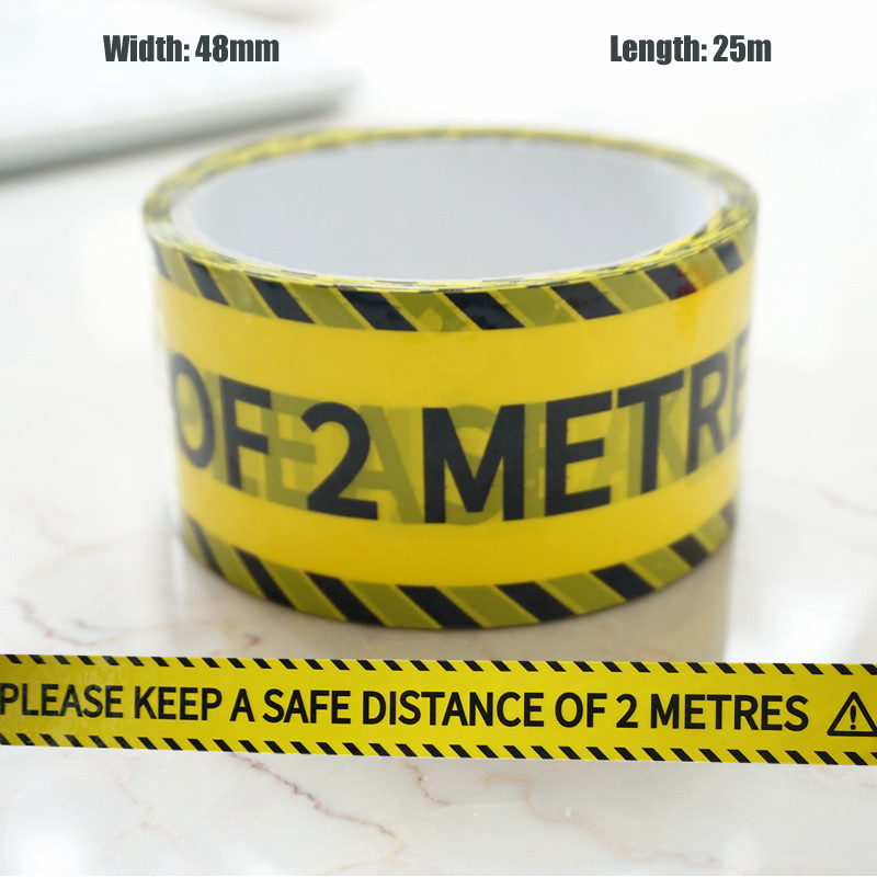 1/Rullītis 48 mm * 25 m Opp brīdinājuma lentes Uzmanību izolācija Ievērojiet attālumu Līmlentes DIY uzlīme tirdzniecības centra veikala rūpnīcas skolai
