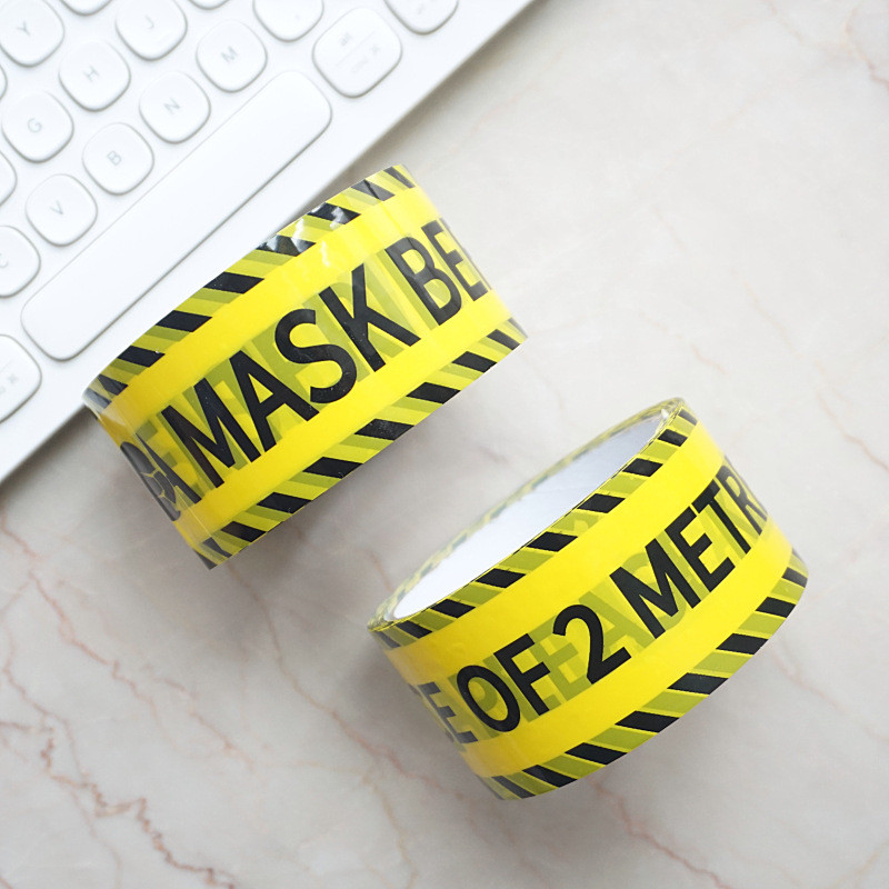 1/Rullītis 48 mm * 25 m Opp brīdinājuma lentes Uzmanību izolācija Ievērojiet attālumu Līmlentes DIY uzlīme tirdzniecības centra veikala rūpnīcas skolai