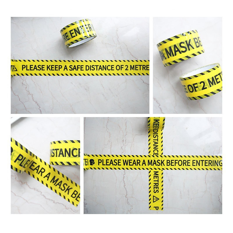 1/Rullītis 48 mm * 25 m Opp brīdinājuma lentes Uzmanību izolācija Ievērojiet attālumu Līmlentes DIY uzlīme tirdzniecības centra veikala rūpnīcas skolai