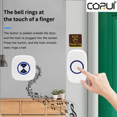 CORUI Smart Home hordozható ajtócsengő biztonsági védelem távoli intelligens elektronikus EU/UK ajtócsengő 433MHZ vezeték nélküli ajtócsengő