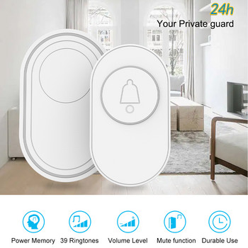 Έξυπνο 433mhz ασύρματο κουδούνι πόρτας Home Welcome Doorbell Αδιάβροχο 300m τηλεχειριστήριο Smart Door Bell Chime EU UK US Plug Προαιρετικό