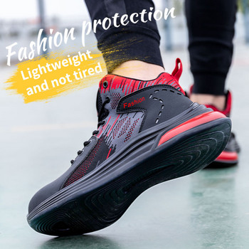 Ανδρικά παπούτσια ασφαλείας ελαφριά ανθεκτικά στη διάτρηση άνετα παπούτσια εργασίας μπότες εξωτερικού χώρου που αναπνέουν χαλύβδινα καπάκια αντικραδασμικών