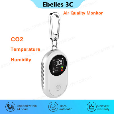 3 в 1 Монитор за качество на въздуха Мини CO2 метър Сензор за температура и влажност Преносим детектор с LCD дисплей, акумулаторен