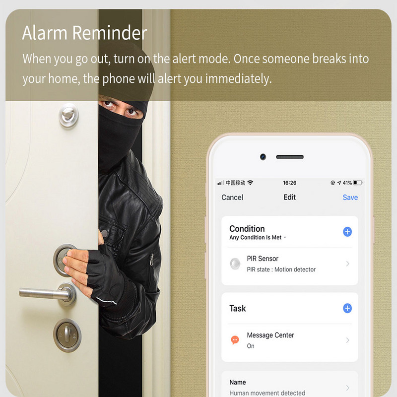 tebe WiFi/Zigbee cilvēka ķermeņa sensors viedais IR infrasarkanais kustības detektors, drošības signalizācija, saderīga ar lietotni Tuya Smart Life