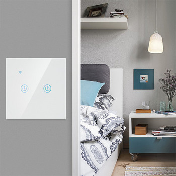 WiFi Smart Δεν χρειάζεται Ουδέτερο φως πάνελ αφής ON/OFF Διακόπτης τοίχου EU UK 86x86mm Εργασία με Apple HomeKit