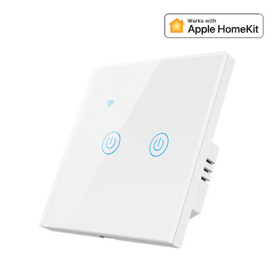 WiFi Smart No Need Neutral Touch Panel Light ON/OFF Wall Switch EU UK 86x86mm Работа с Apple HomeKit