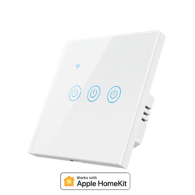 WiFi Smart Nu este nevoie Neutru Panou tactil Lumină ON/OFF Comutator de perete UE Marea Britanie 86x86mm Funcționează cu Apple HomeKit