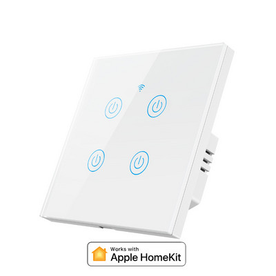 WiFi Smart Nu este nevoie Neutru Panou tactil Lumină ON/OFF Comutator de perete UE Marea Britanie 86x86mm Funcționează cu Apple HomeKit