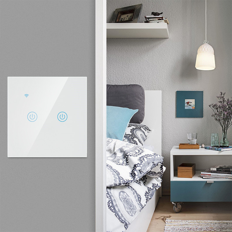 WiFi Smart Nu este nevoie Neutru Panou tactil Lumină ON/OFF Comutator de perete UE Marea Britanie 86x86mm Funcționează cu Apple HomeKit