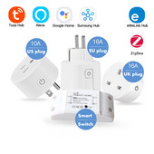 ZigBee Tuya 16A Smart US EU UK Socket Smart Switch Work Alexa Google Home Samsung Philips eWeLink centrmezgls Mājai un APP vadībai
