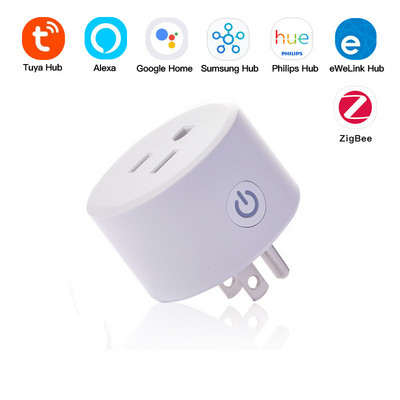 ZigBee Tuya 16A Smart US EU UK Socket Smart Switch Work Alexa Google Home Samsung Philips eWeLink centrmezgls Mājai un APP vadībai