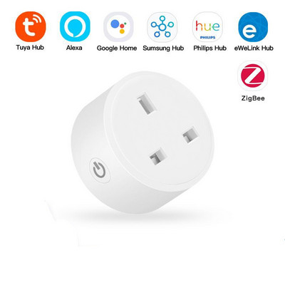 ZigBee Tuya 16A Smart US EU UK Socket Smart Switch Work Alexa Google Home Samsung Philips eWeLink centrmezgls Mājai un APP vadībai