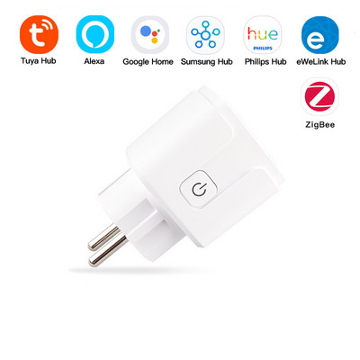 ZigBee Tuya 16A Smart US EU UK Socket Smart Switch Work Alexa Google Home Samsung Philips eWeLink centrmezgls Mājai un APP vadībai