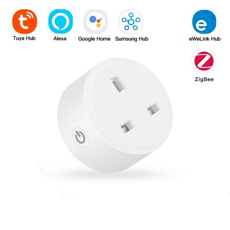 ZigBee Tuya 16A Smart US EU UK Socket Smart Switch Work Alexa Google Home Samsung Philips eWeLink centrmezgls Mājai un APP vadībai
