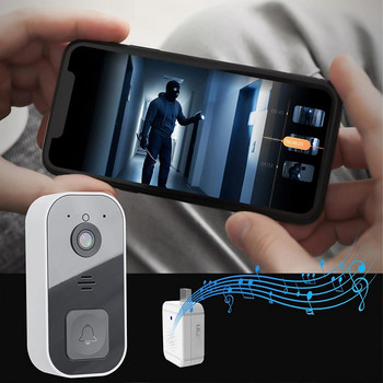 ABGZ-Smart безжичен дистанционен видео звънец, видео звънец домашен домофон HD нощно виждане Wi-Fi акумулаторен звънец против кражба