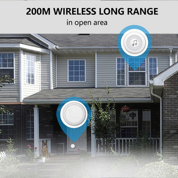 Ασύρματο κουδούνι πόρτας υψηλής απόδοσης IP65 κουμπιού αφής 200M Λειτουργεί με μπαταρία μεγάλης απόστασης Pet Dog Sound Doorbell with Plug In Chime
