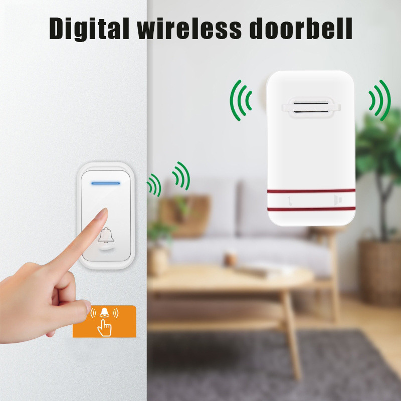 Bezvadu durvju zvana ūdensizturīgs elektroniskais durvju zvans liela attāluma mājas biroja spraudnis