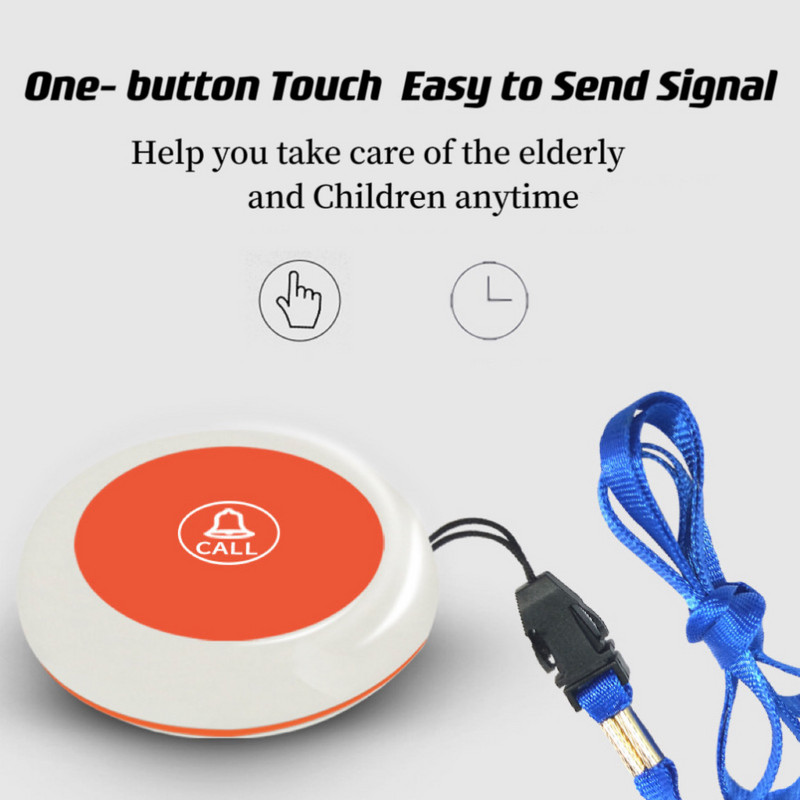 CE nuotolinio valdymo pultelis pagyvenusiems žmonėms belaidžiai slaugyti durų skambučio rinkiniai, atsparūs vandeniui pagyvenusiems vaikams, priežiūros varpeliams, apsaugantiems