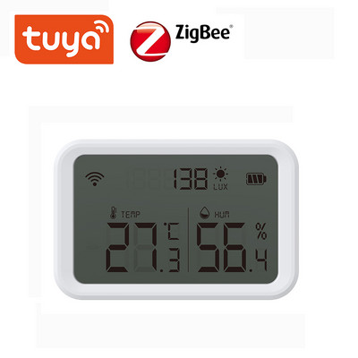 Zigbee Температура Влажност amd Сензор за светлина три в една функция Поддържа Alexa Google работи с Tuya Zigbee Hub Smart Life