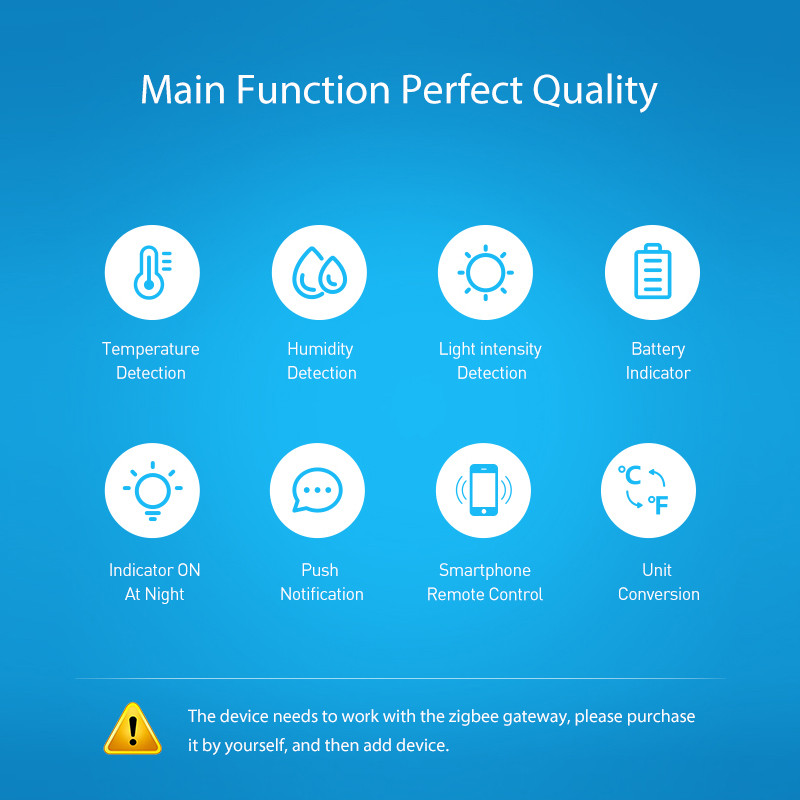 Zigbee temperatūras mitrums un gaismas sensors trīs vienā funkcijā Atbalsts Alexa Google darbojas ar Tuya Zigbee Hub Smart Life