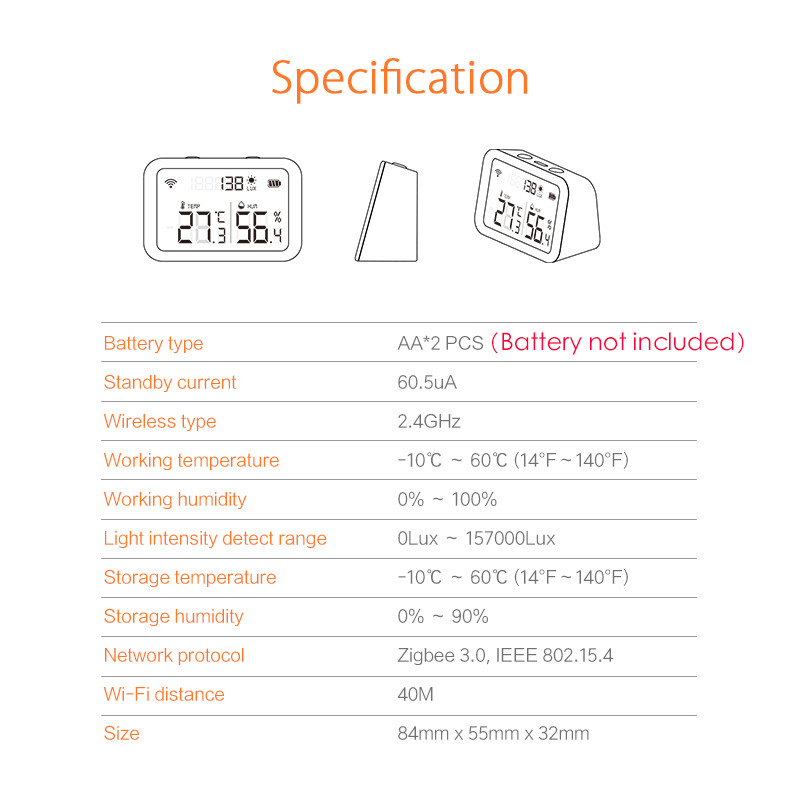 Zigbee temperatūras mitrums un gaismas sensors trīs vienā funkcijā Atbalsts Alexa Google darbojas ar Tuya Zigbee Hub Smart Life