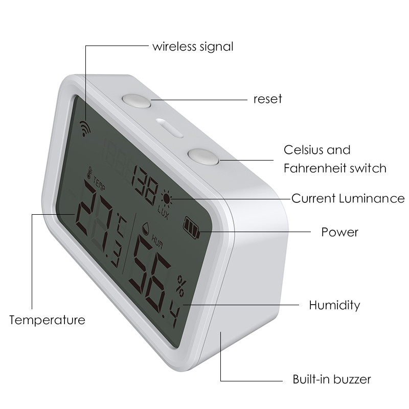 Zigbee temperatūras mitrums un gaismas sensors trīs vienā funkcijā Atbalsts Alexa Google darbojas ar Tuya Zigbee Hub Smart Life