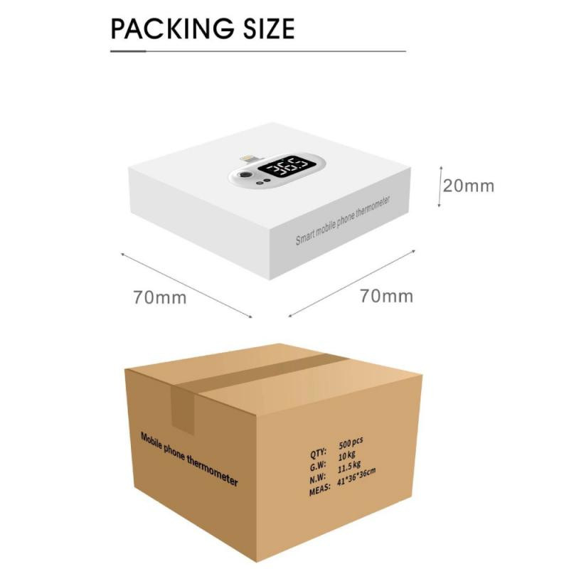 Hordozható intelligens hőmérő érzékelő USB mobiltelefon hőmérő Érintésmentes infravörös USB hőmérő Android IOS rendszerhez