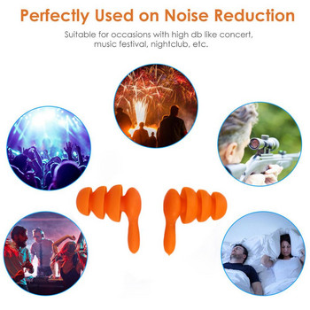 2 ζεύγη Ωτοασπίδες κατά του θορύβου Ηχομόνωση Προστασία αυτιών Αδιάβροχες ωτοασπίδες κολύμβησης από μαλακή σιλικόνη