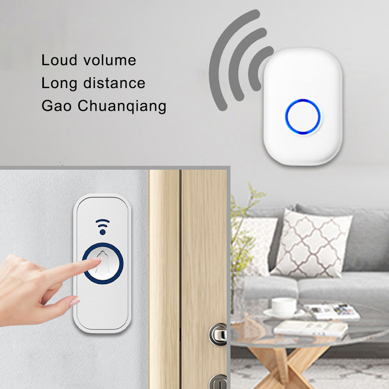 Intelligens csengő Hőálló öntapadó gombos vezérlés 4 fokozatban állítható irodai bolt üdvözlő ajtó fehér EU dugó