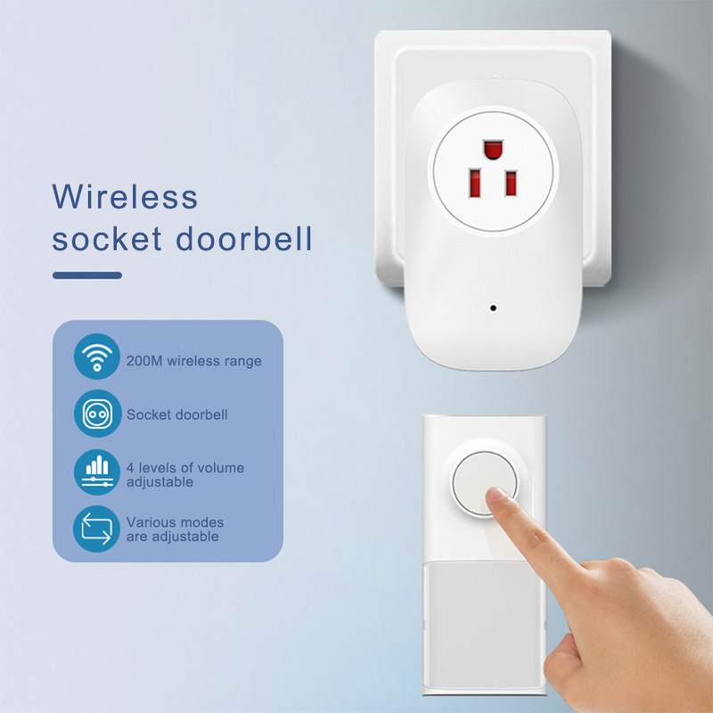 Intelligens csengő Hőálló öntapadó gombos vezérlés 4 fokozatban állítható irodai bolt üdvözlő ajtó fehér EU dugó