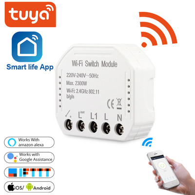 Tuya WiFi Switch Module Направи си сам 1/2 Way Home Breaker Automation Дистанционно управление Интелигентно осветление Google Home Alexa Voice Control