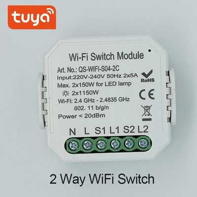 Tuya WiFi kapcsoló modul DIY 1/2 utas otthoni megszakító automatizálás távirányító Intelligens világítás Google Home Alexa hangvezérlés
