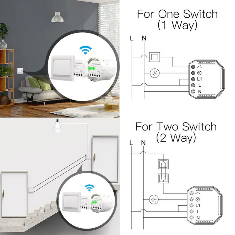 Tuya WiFi kapcsoló modul DIY 1/2 utas otthoni megszakító automatizálás távirányító Intelligens világítás Google Home Alexa hangvezérlés