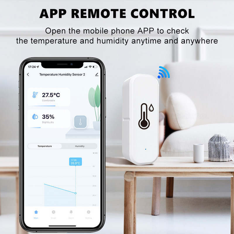 Tuya WiFi viedais temperatūras un mitruma sensors SmartLife APP Control Smart Home Monitor Balss Darbs ar Alexa Google Assistant