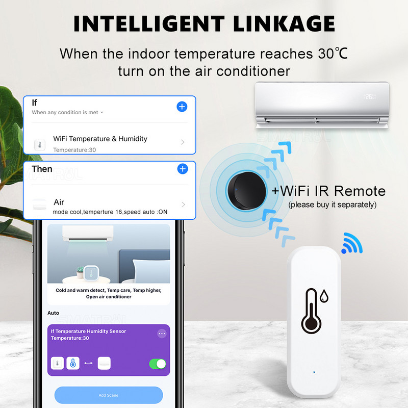 Tuya WiFi viedais temperatūras un mitruma sensors SmartLife APP Control Smart Home Monitor Balss Darbs ar Alexa Google Assistant