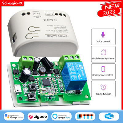Zigbee Relay Breaker 7-32V 85-250V Switch Module Tuya Smart Life App Control работи с Alexa Google Smartthings Ewelink Hub