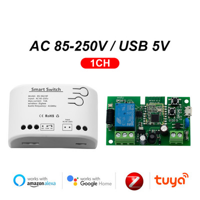 Zigbee relejni prekidač 7-32V 85-250V Modul prekidača Tuya Smart Life App Control radi s Alexa Google Smartthings Ewelink Hub