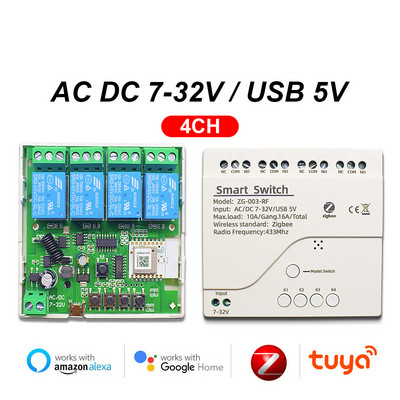 Zigbee relejni prekidač 7-32V 85-250V Modul prekidača Tuya Smart Life App Control radi s Alexa Google Smartthings Ewelink Hub