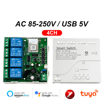 Zigbee relejni prekidač 7-32V 85-250V Modul prekidača Tuya Smart Life App Control radi s Alexa Google Smartthings Ewelink Hub