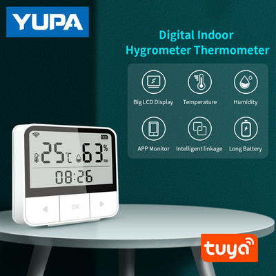 Tuya Smart WIFI hőmérséklet páratartalom érzékelő APP adatgyűjtő otthoni vezeték nélküli beltéri higrométer hőmérőhöz LCD kijelzővel