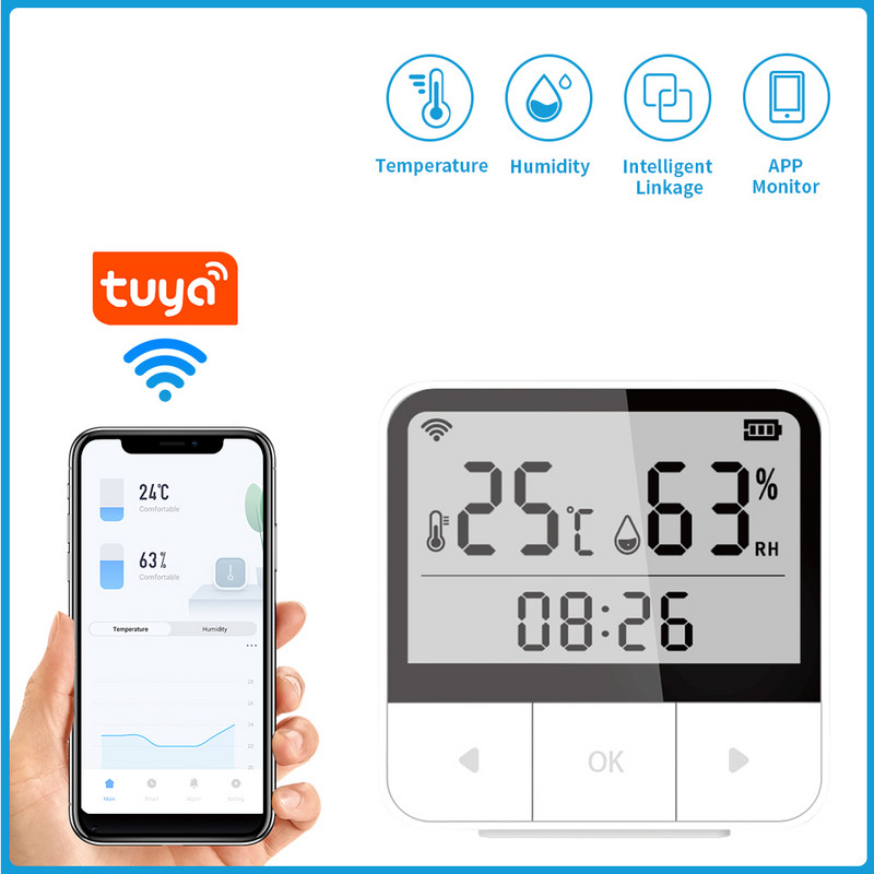 „Tuya Smart WIFI“ temperatūros drėgmės jutiklio APP duomenų registratorius, skirtas namų belaidžiam patalpų higrometro termometrui su LCD ekranu