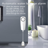 Tuya WiFi vízszivárgás érzékelő szivárgásérzékelő beépített újratölthető akkumulátor riasztó 80 dB hang távoli alkalmazás távfelügyelet otthoni használatra