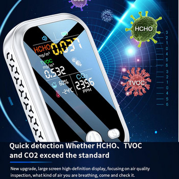 Ανιχνευτές Hcho Tvoc Co2 1,9 ιντσών Φορητοί σταθεροί Ακριβής χαμηλής κατανάλωσης ενέργειας Έξυπνοι οικιακόι αισθητήρες ημιαγωγών Λευκό ευαίσθητο