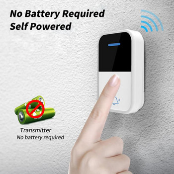 Интелигентен безжичен звънец Tenky Водоустойчив звънец НЕ е необходим пръстен на батерията Звънец на вратата Защита за интелигентен дом