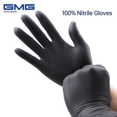 Нитрилни ръкавици, черни, 20 бр. Хранителен водоустойчив прах, без латекс, еднократни ръкавици, нестерилни нитрилни ръкавици за преглед