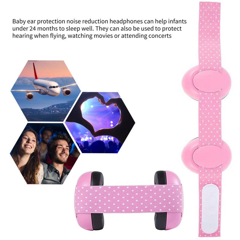 Ochrana sluchu pre bábätká, chrániče sluchu, slúchadlá na spanie, redukcia hluku, s elastickým nastaviteľným čelenkom pre novorodencov a dojčatá