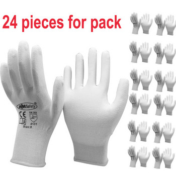 24Pieces/12 Pairs Safety Working Gloves Black Pu Nylon Cotton Glove Industrial Protective Work Gloves NMSafety Μάρκα Προμηθευτής