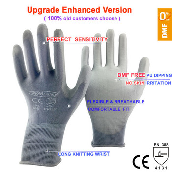 24Pieces/12 Pairs Safety Working Gloves Black Pu Nylon Cotton Glove Industrial Protective Work Gloves NMSafety Μάρκα Προμηθευτής