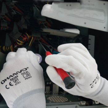 10 чифта PU нитрилно защитно покритие Найлонови памучни работни ръкавици Ръкавици с палмово покритие Работните ръкавици за механици имат CE EN388