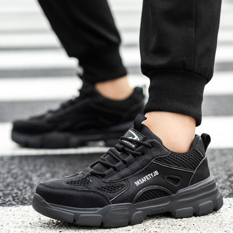 Baskets de travail respirantes en acier pour hommes, chaussures Parker, bottes de sécurité, perforation